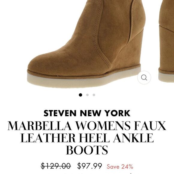 STEVEN NEW YORK MARBELLA FAUX LEATHER HEEL ANKLE BOOTS tan 8.5 - Picture 10 of 12